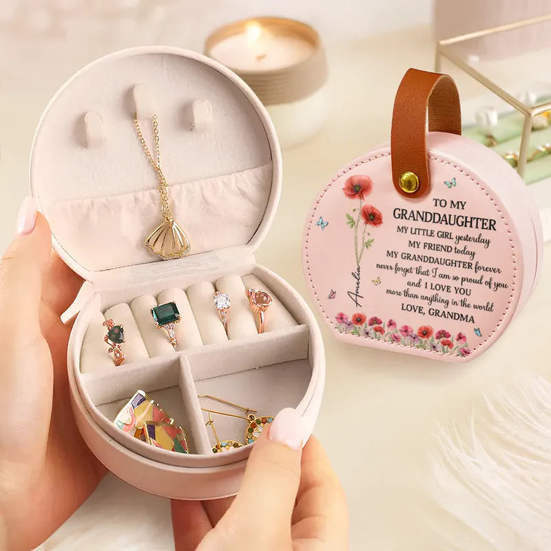 Faux Pressed Birth Flower My Daughter Forever - Personalized Jewelry Box With Handle