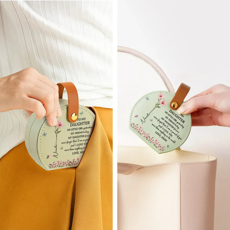 Faux Pressed Birth Flower My Daughter Forever - Personalized Jewelry Box With Handle