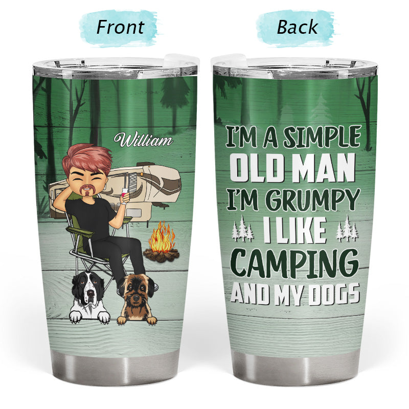I'm Grumpy I Like Camping Dog - Personalized Custom Tumbler