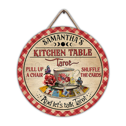 Tarot Psychic Readings Kitchen Table - Personalized Custom Wood Circle Sign