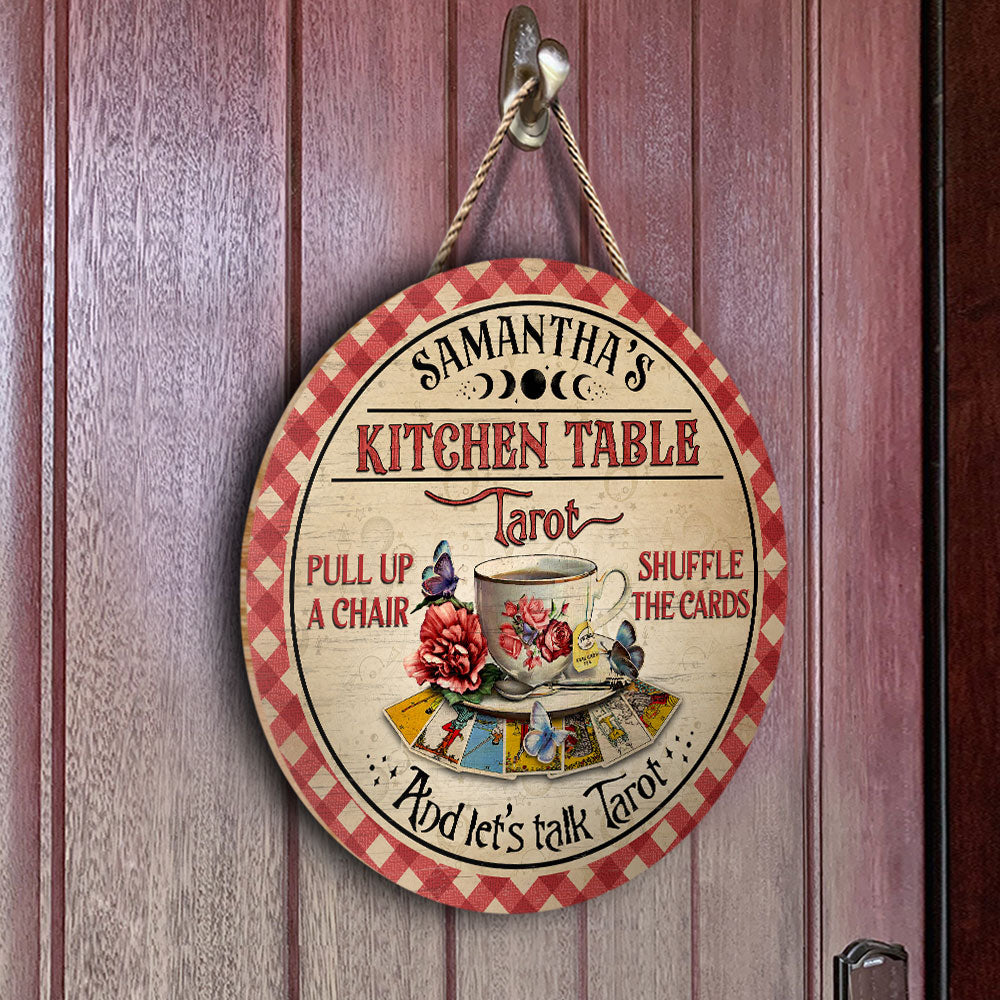 Tarot Psychic Readings Kitchen Table - Personalized Custom Wood Circle Sign