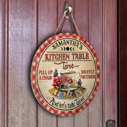 Tarot Psychic Readings Kitchen Table - Personalized Custom Wood Circle Sign