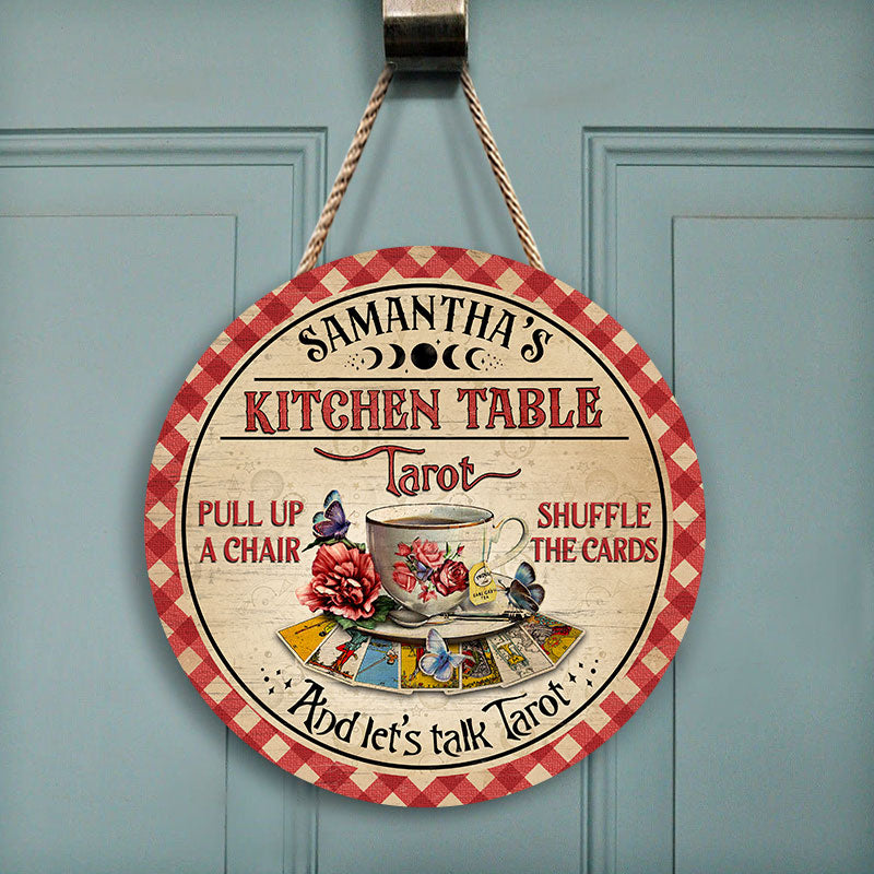 Tarot Psychic Readings Kitchen Table - Personalized Custom Wood Circle Sign
