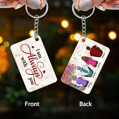 Colorful Tree Old Paper Family Memorial Remembrance Gift Personalized Acrylic Keychain