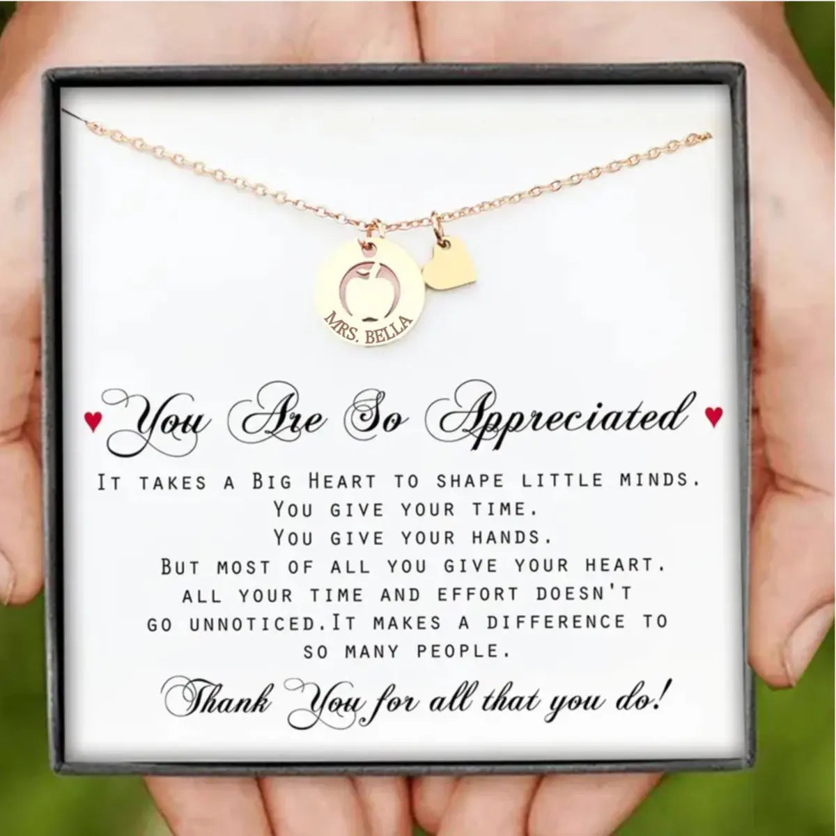 Teacher - Apple Necklace Personalized Teacher Appreciation Gifts- Personalized Necklace Necklace The Next Custom Gift