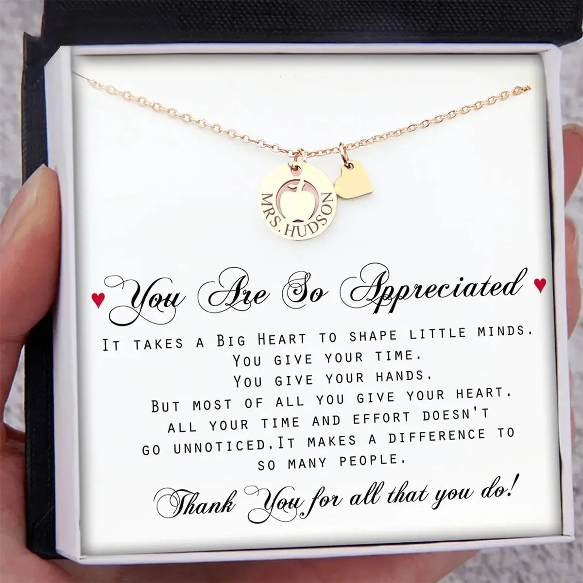 Teacher - Apple Necklace Personalized Teacher Appreciation Gifts- Personalized Necklace Necklace The Next Custom Gift