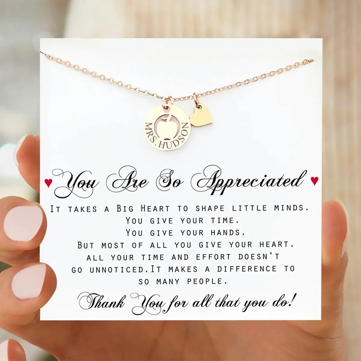 Teacher - Apple Necklace Personalized Teacher Appreciation Gifts- Personalized Necklace Necklace The Next Custom Gift