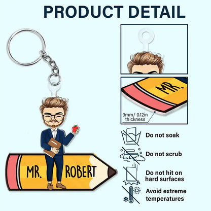 Teacher Pencil - Personalized Cutout Acrylic Keychain Keychain The Next Custom Gift