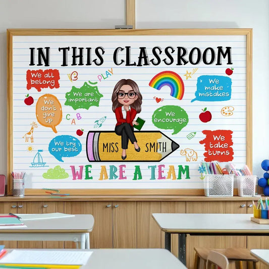 Teacher Sitting On Pencil Personalized Poster, Gift For Teacher, Appreciation Gift, Back To School, Teacher Classroom Decor Poster The Next Custom Gift