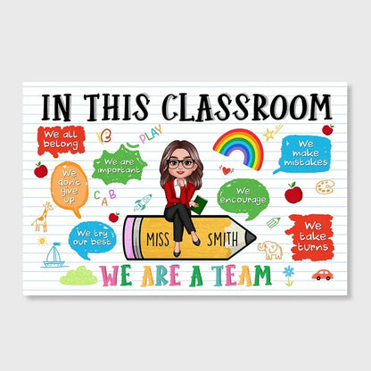 Teacher Sitting On Pencil Personalized Poster, Gift For Teacher, Appreciation Gift, Back To School, Teacher Classroom Decor Poster The Next Custom Gift