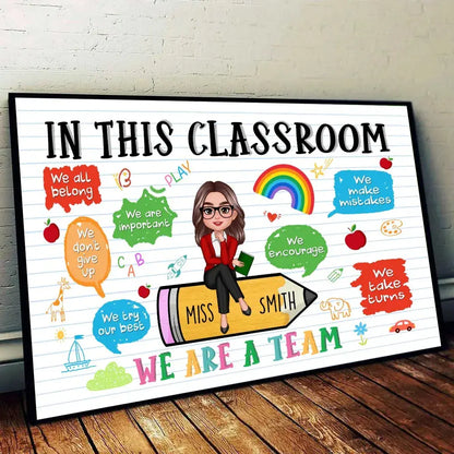 Teacher Sitting On Pencil Personalized Poster, Gift For Teacher, Appreciation Gift, Back To School, Teacher Classroom Decor Poster The Next Custom Gift