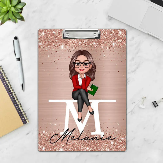 Teacher Sitting Personalized Clipboard, Appreciation Gift, Back To School Gift Clipboard The Next Custom Gift