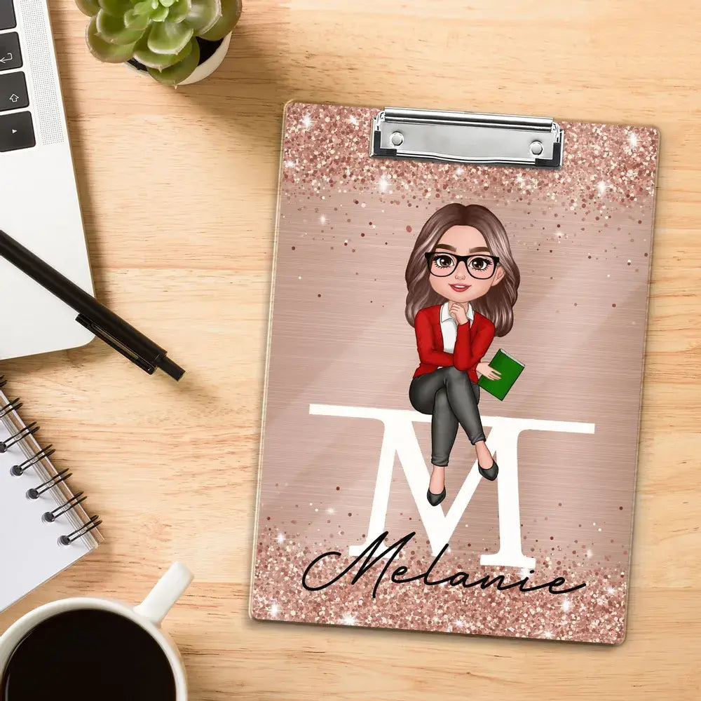 Teacher Sitting Personalized Clipboard, Appreciation Gift, Back To School Gift Clipboard The Next Custom Gift