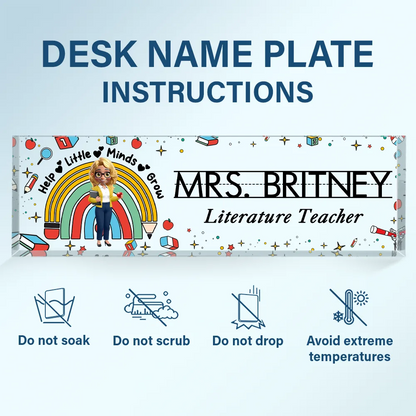 Teacher Helping Little Minds Grow - Personalized Desk Name Plate