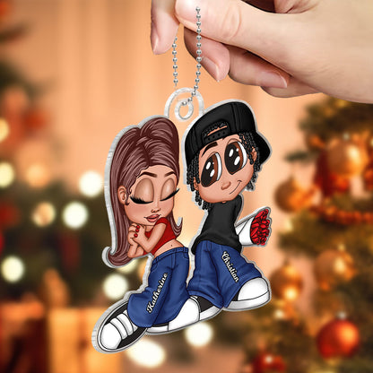 Y2K Couple Personalized Acrylic Ornament, Christmas Gift For Him For Her