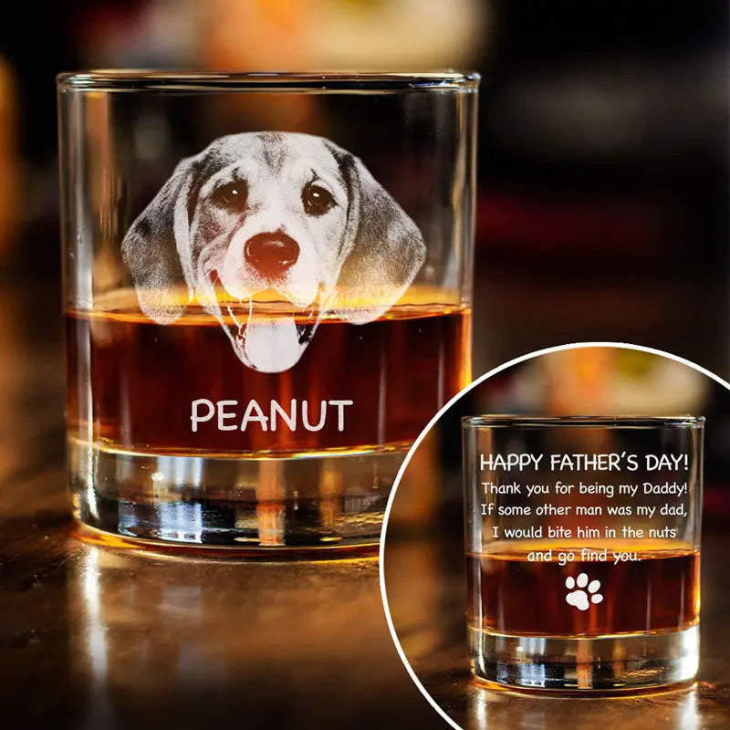 Thank You For Being My Daddy Photo, Personalized Engraved Rock Glass, Gift For Pet Lovers, Custom Photo Rock Glass The Next Custom Gift