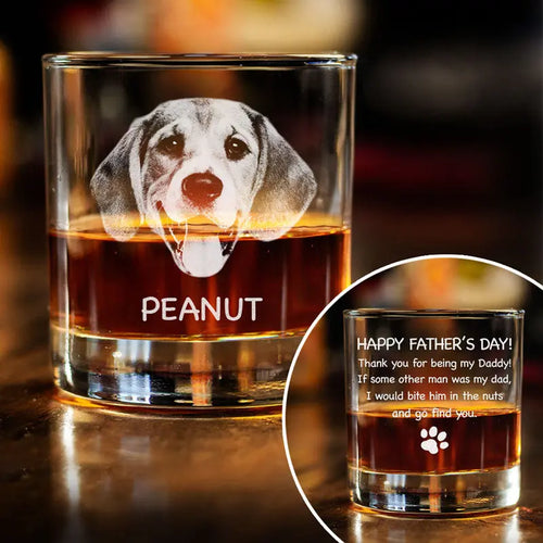 Thank You For Being My Daddy Photo, Personalized Engraved Rock Glass, Gift For Pet Lovers, Custom Photo Rock Glass The Next Custom Gift
