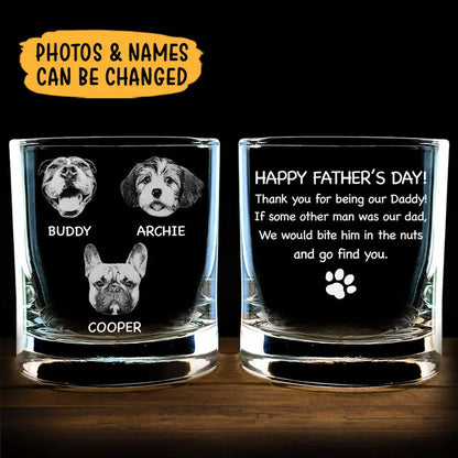 Thank You For Being My Daddy Photo, Personalized Engraved Rock Glass, Gift For Pet Lovers, Custom Photo Rock Glass The Next Custom Gift