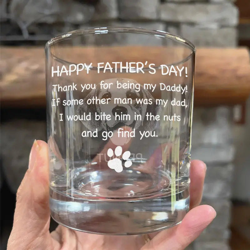 Thank You For Being My Daddy Photo, Personalized Engraved Rock Glass, Gift For Pet Lovers, Custom Photo Rock Glass The Next Custom Gift