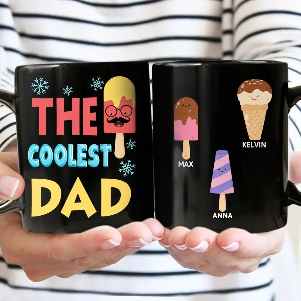 The Coolest Pop Papa - Personalized Black Mug Mug The Next Custom Gift