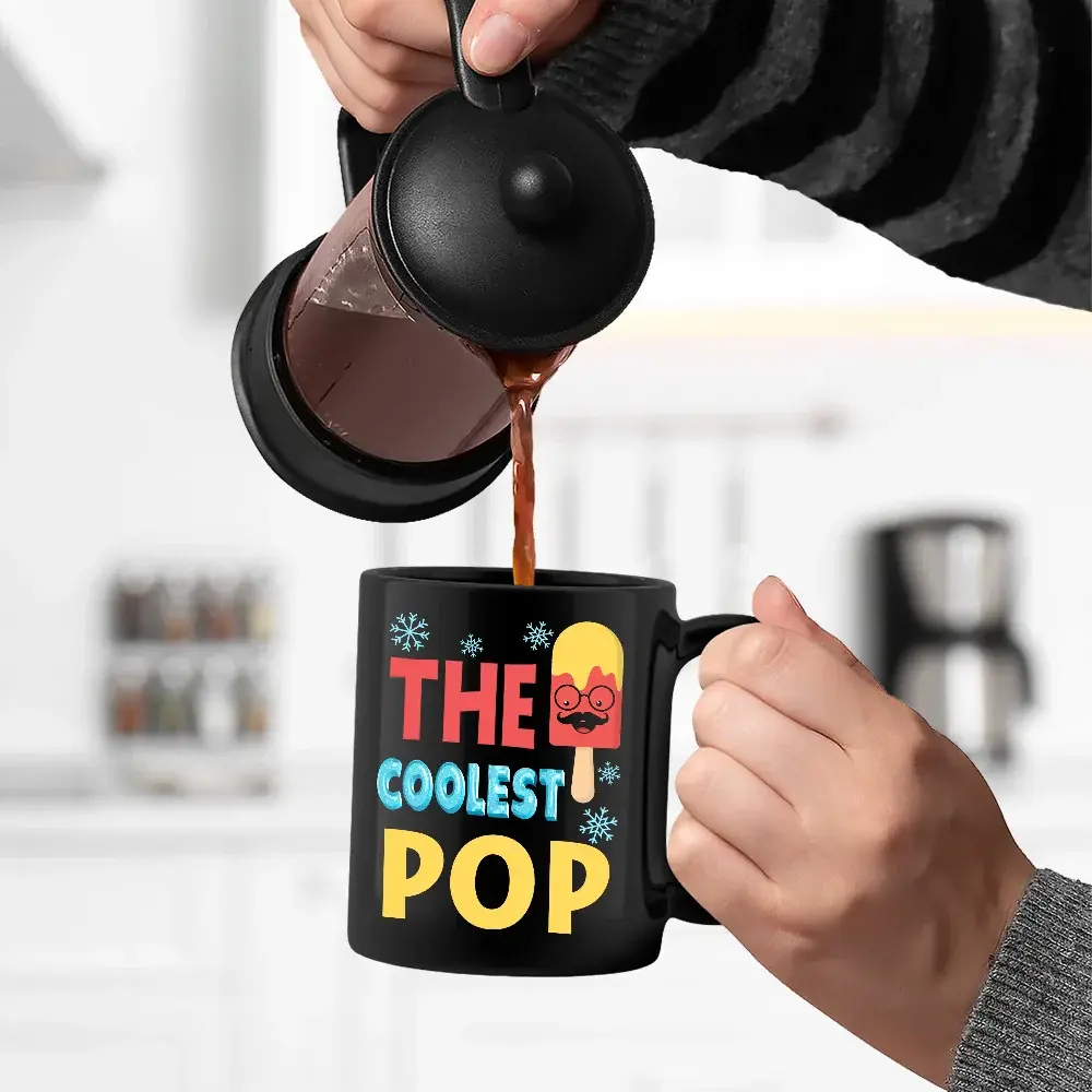 The Coolest Pop Papa - Personalized Black Mug Mug The Next Custom Gift