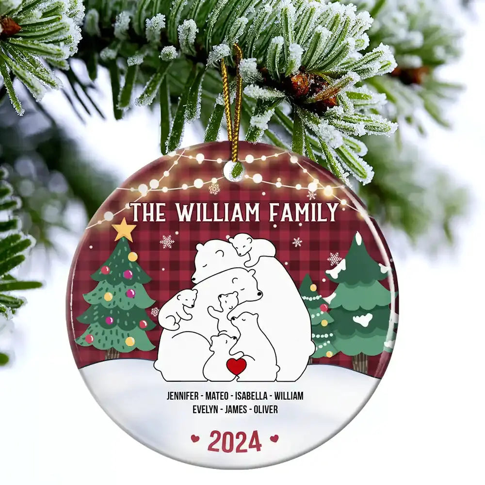 The Family Bear - Personalized Circle Ceramic Ornament ornament The Next Custom Gift