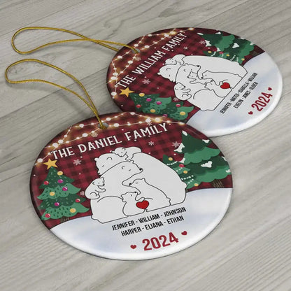 The Family Bear - Personalized Circle Ceramic Ornament ornament The Next Custom Gift