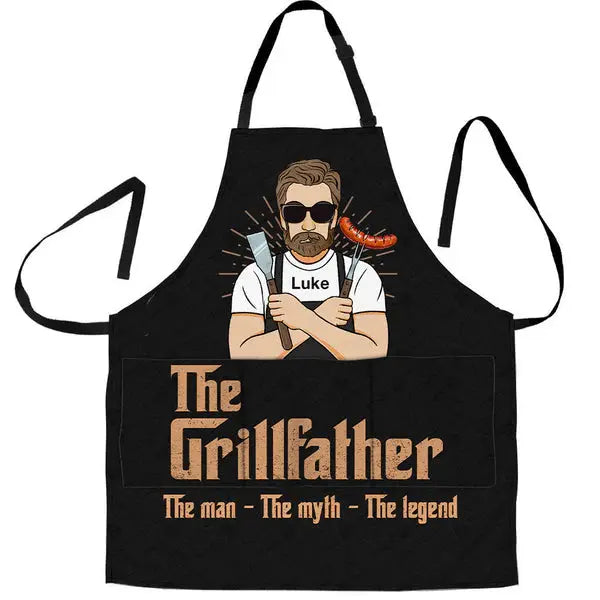 The Grillfather - Personalized Apron With Pocket  The Next Custom Gift