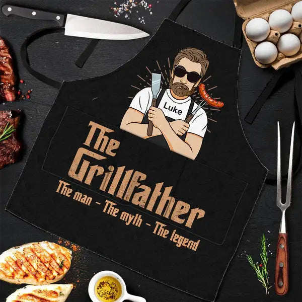 The Grillfather - Personalized Apron With Pocket  The Next Custom Gift