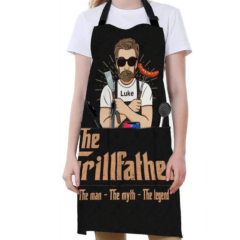 The Grillfather - Personalized Apron With Pocket  The Next Custom Gift