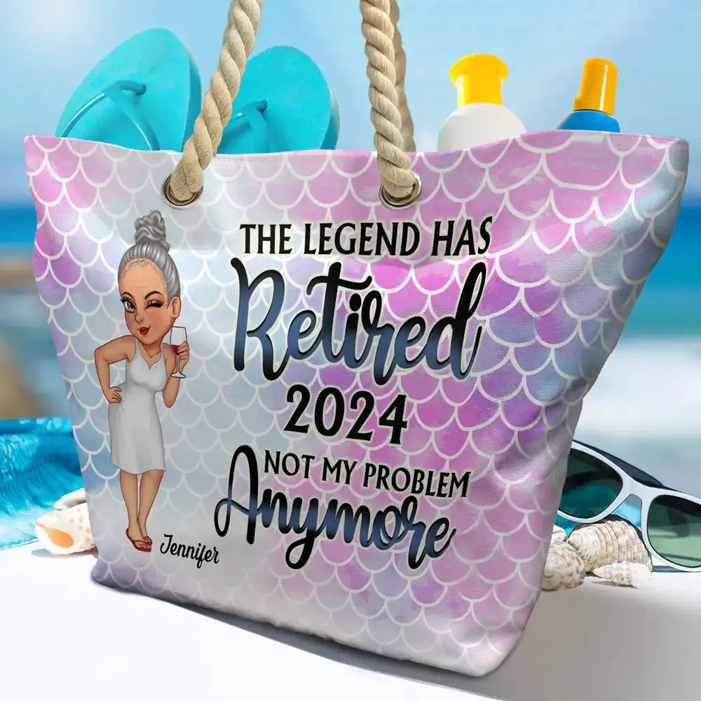 The Legend Has Retired Vintage - Personalized Beach Bag Beach Bag The Next Custom Gift