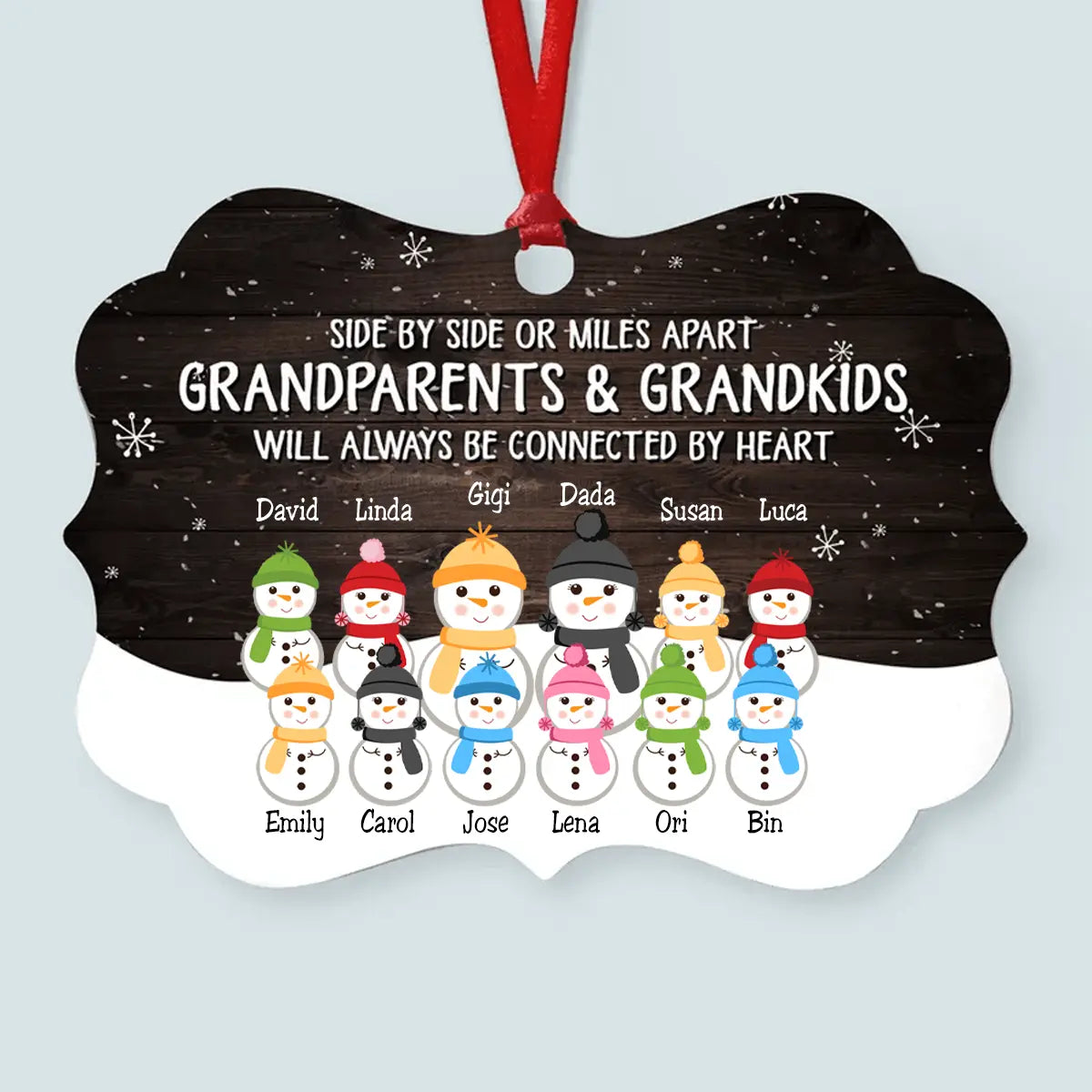 The Love Of Grandparents Is Forever (Up To 10 Kids) - Personalized Ornament - Snowman Family ornament The Next Custom Gift