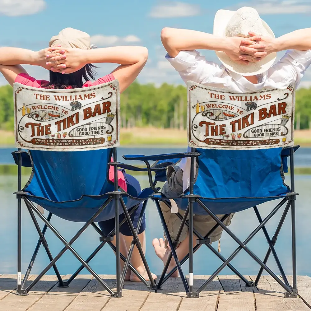 The Patio Where The Neighbors Listen To Good Music - Personalized Folding Chair Cover Chair Cover The Next Custom Gift