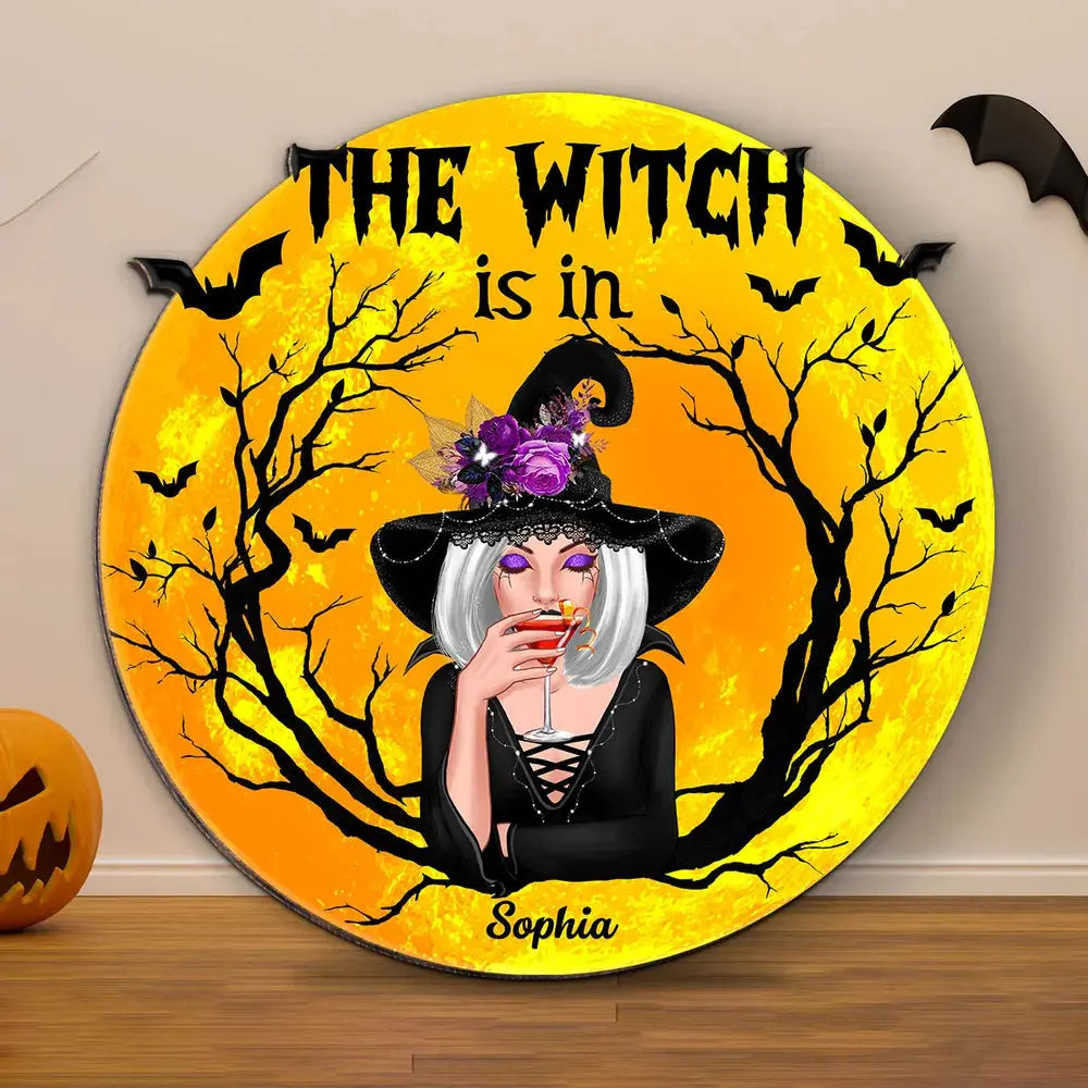 The Witch Is In Personalized Wood Sign, Halloween Decoration Wood Sign The Next Custom Gift