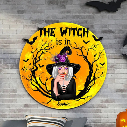 The Witch Is In Personalized Wood Sign, Halloween Decoration Wood Sign The Next Custom Gift