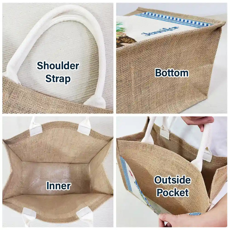 The Beach Is My Happy Place - Personalized Jute Tote Bag