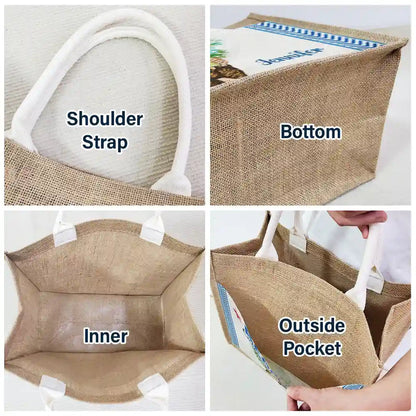 The Beach Is My Happy Place - Personalized Jute Tote Bag