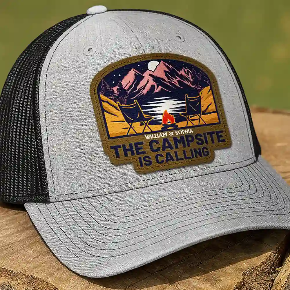 The Campsite Is Calling - Personalized Leather Patch Hat