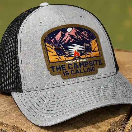 The Campsite Is Calling - Personalized Leather Patch Hat