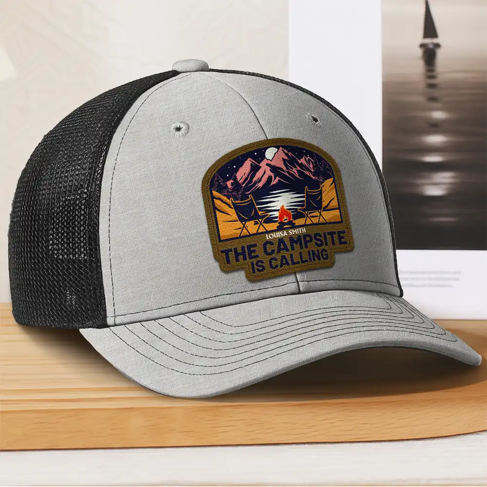 The Campsite Is Calling - Personalized Leather Patch Hat