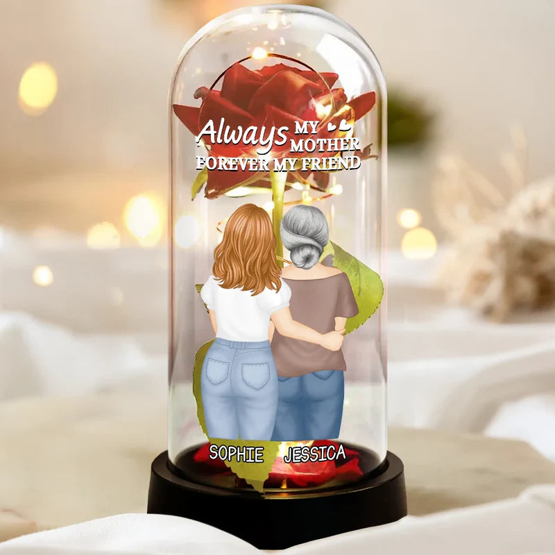 The Love Between Mother & Daughter - Personalized Everlasting Rose Dome Lamp
