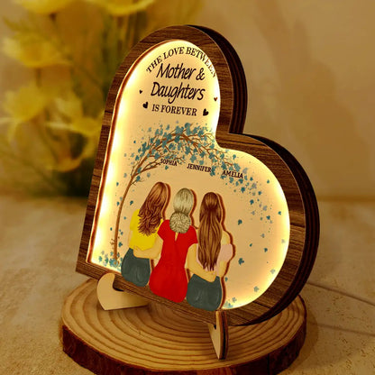 The Love Between Mother & Daughters Is Forever - Personalized LED Light Wooden Plaque