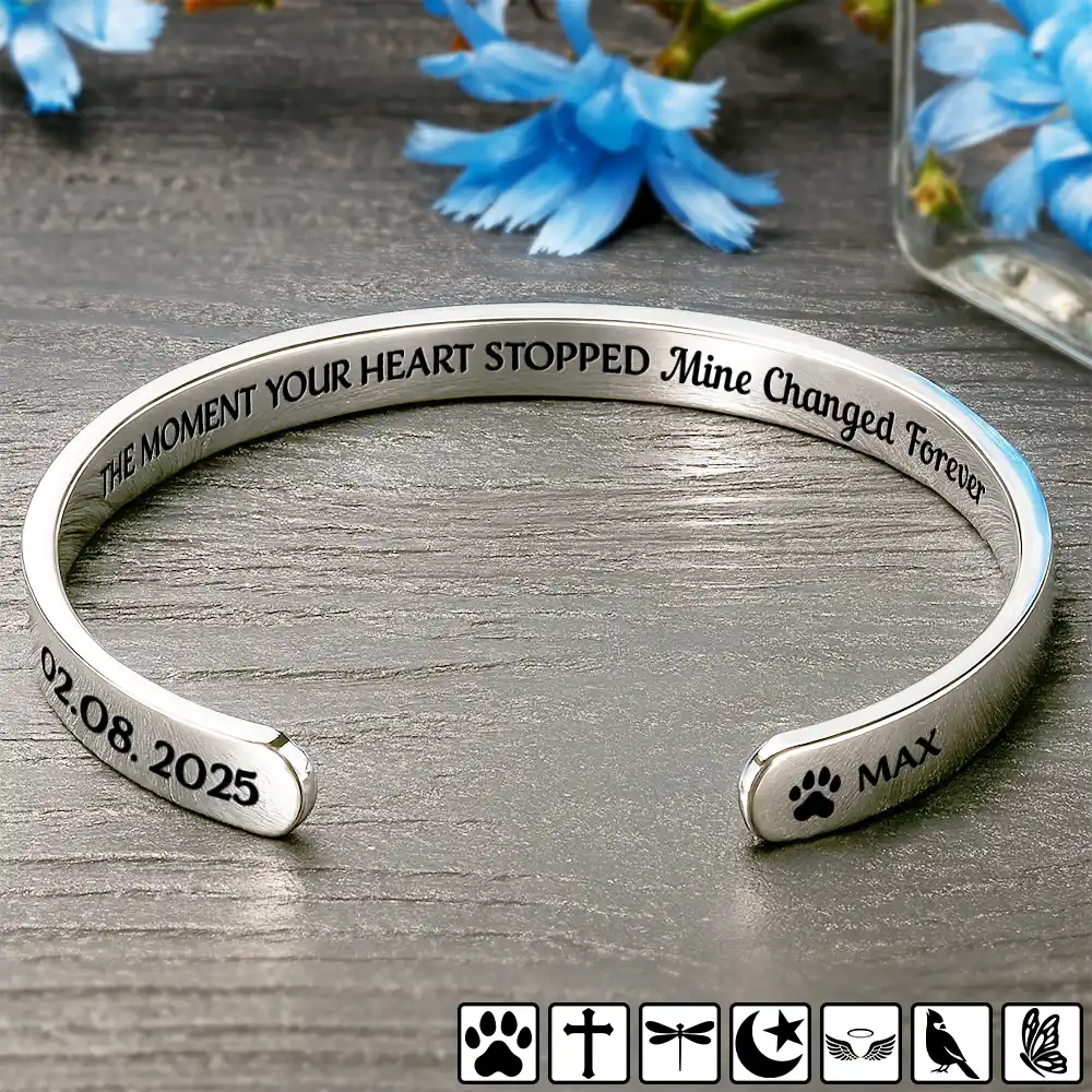 The Moment Your Heart Stopped - Personalized Bangle Bracelet Cuff