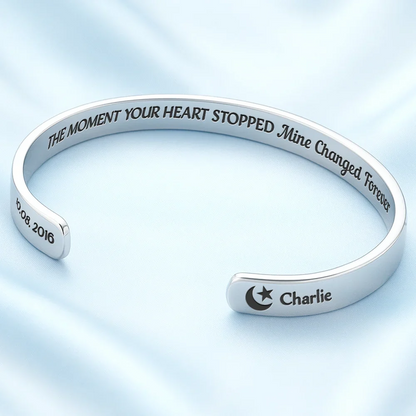 The Moment Your Heart Stopped - Personalized Bangle Bracelet Cuff
