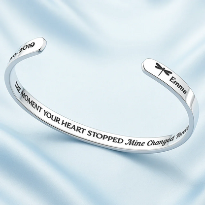 The Moment Your Heart Stopped - Personalized Bangle Bracelet Cuff