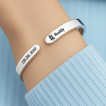 The Moment Your Heart Stopped - Personalized Bangle Bracelet Cuff