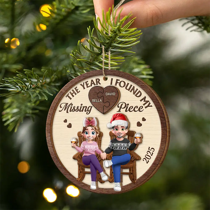 The Year I Found My Missing Piece 3D Effect Couple - Personalized 2-Layered Wooden Ornament