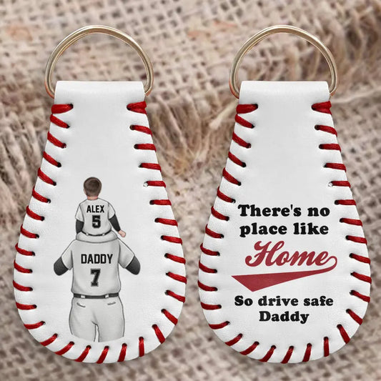 There's No Place Like Home - Personalized Leather Baseball Keychain Keychain The Next Custom Gift