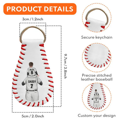 There's No Place Like Home - Personalized Leather Baseball Keychain Keychain The Next Custom Gift