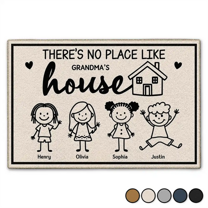 There's No Place Like Grandma House Stick Figure - Personalized Doormat